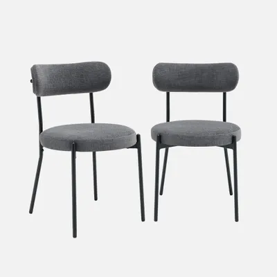 Produktbild von sweeek - 2er-Set Metallstühle mit Chenille-Bezug - Grau