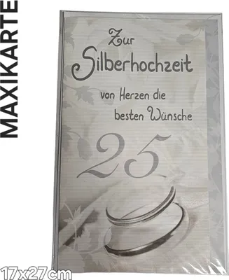 Produktbild von Maxi Klappkarte zur Silberhochzeit 25, Kartenmaß: 17 x 27 cm, inkl. Umschlag, in Schutzfolie verpackt