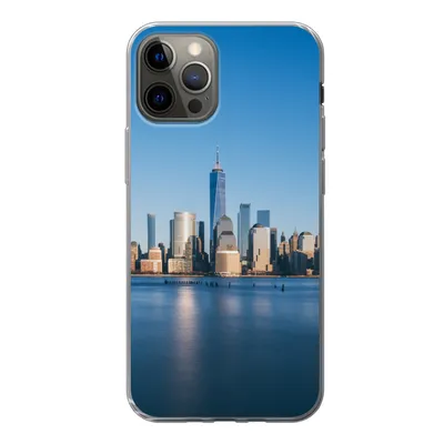 Produktbild von MuchoWow® Handyhülle Schutzhülle Hülle für iPhone 12 Pro New York - Skyline - Blau Silikon Softcase Handy Hülle - Abdeckung