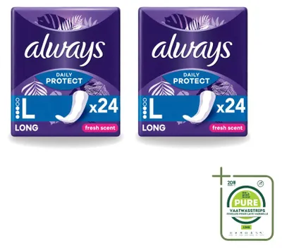 Imagen del producto de 2 unidades de toallas higiénicas Always Inlegkruisjes, aroma Long Fresh, paquete grande