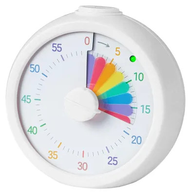 Produktbild von Relaxdays visueller Timer, leiser Kinder-Timer, optischer Alarm, 60 Min Countdown-Timer, Regenbogen, Pomodoro, weiß