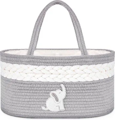 Produktbild von Famanu Wickelorganizer für Babys - tragbarer Wickeltisch-Organizer mit Fächern - geflochtener Wickeltaschen-Organizer - Wickelkommoden-Organizer -