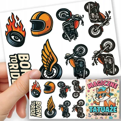 Obrázok produktu pre ZMYVATELNE DETSKE TETOVANIE DOCASNE - Motorky Motorky - 8 ks