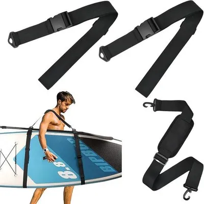 Obrázek produktu pro Ramenný popruh pro SUP desky – nastavitelný popruh – longboard – kajak – červený/černý popruh – příslušenství pro vodní sporty – univerzální použití