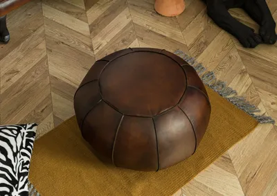 Produktbild von MASSIVMOEBEL24 Pouf Hocker Echtleder 58x58x38 braun CHESTERFIELD #19