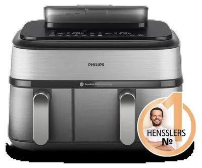 Zdjęcie produktu dla Philips 5000 series NA555/00 Ovi Dual Basket z funkcją pary seria 5000, Frytkownica na gorące powietrze, 9 l, 1,4 kg, Rapid Air, 40 °C, 200 °C