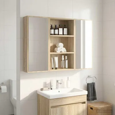 Produktbild von vidaXL Badezimmer-Wandschrank mit Regal Sonoma-Eiche 40 x 16 x 62,5 cm