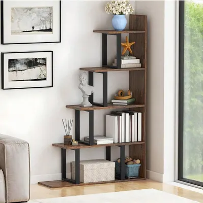 Produktbild von YITAHOME Bücherregal Eckregal, Treppenregal Standregal mit 5 Ebenen, 102*30*160 cm, Braun