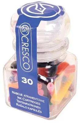 Image de Recharges pour stylos, assortiment de couleurs, pot de 30 pièces - Cresco