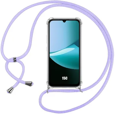 Image de Coque pour Xiaomi Redmi 15C 4G/5G, Protection Silicone Renforcée avec Cordon Violet Réglable