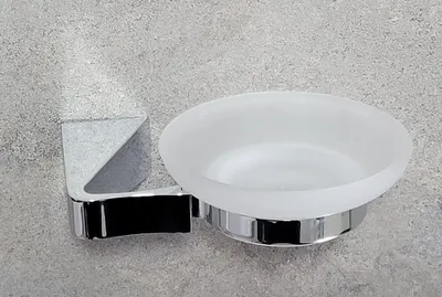 Produktbild von Seifenschale mit Wandhalterung Glas & Chrom – massiv – Serie Tresa – OBI Seifenablage
