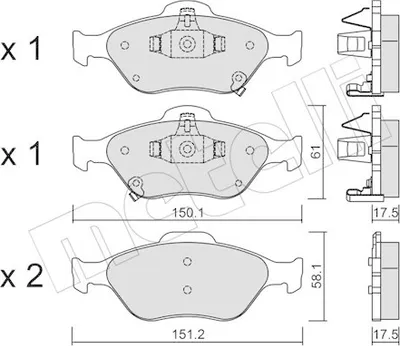 Produktbild von METELLI Bremsbeläge Satz Vorne Bremsklötze für TOYOTA Yaris Schrägheck (P9) 22-0316-1