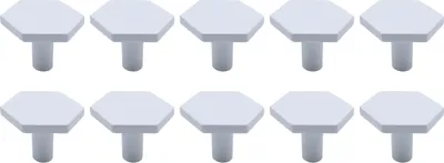 Produktbild von Natural Goods Berlin Möbelgriff HEXAGON, Möbelknopf, Schrankgriff, Knauf für Schublade und Tür, Weiß, 10 Stück