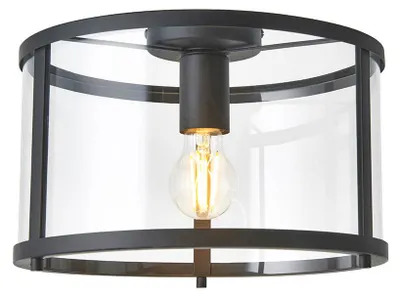 Obrázek produktu pro Závěsné svítidlo HOPTON, černé a průhledné, 1xE27x20W, sklo, rozměry: 21,5x31x31 cm, IP20, Endon