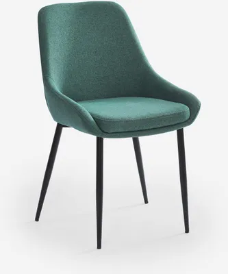 Immagine prodotto di Sedia da cucina moderna in tessuto con gambe in metallo nero Piros - Verde scuro