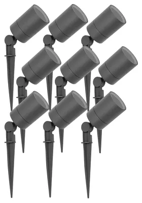 Produktbild von Ledvion 9er Set Gartenstrahler mit Erdspieß anthrazit ohne Leuchtmittel