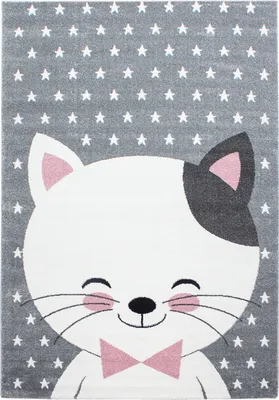 Produktbild von Villa Möbel Kidaro Kinderzimmerteppich, Kinderteppich, Niedliches Katze design, Farbe:Pink, Grösse:120x170 cm