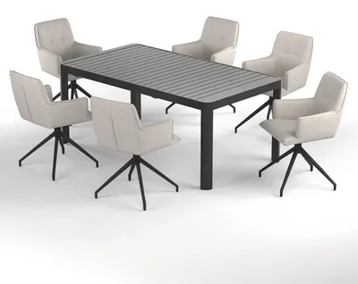 Produktbild von home24 Gartenessgruppe - 7-teilig - Stahl / Polyester