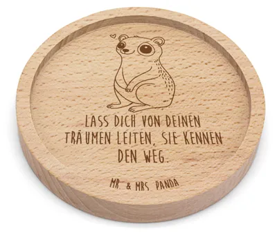 Produktbild von Mr. & Mrs. Panda Untersetzer Holz Plumplori Glücklich - Transparent - Geschenk, Bierdeckel, Glas-Untersetzer, Glasuntersetzer, gläseruntersetzer, Getränke-Untersetzer
