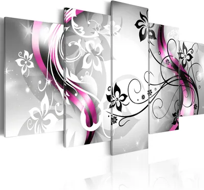 Produktbild von Leinwandbilder 200x100 cm 020110- 151 Vlies Leinwandbild 5 tlg Kunstdruck modern Wandbilder XXL Wanddekoration Design Wand Bild BLUMEN ABSTRAKT
