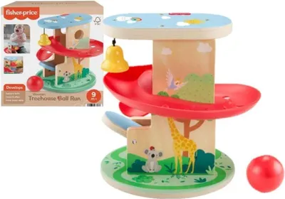 Produktbild von Fisher-Price Tierwelt-Kugelbahn aus Holz, Spielzeug für Babys und Kleinkinder, 2 Holzteile, 0,75 Jahr(e), Holz, Mehrfarbig
