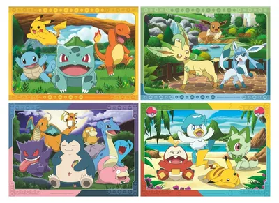 Imagen del producto de Rompecabezas Pokémon de Ravensburger, 4 puzzles de 100 piezas cada uno