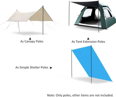 Imagen del producto de 2 piezas/juego de varillas para toldo de camping, soportes para marquesina, estructura de accesorios para exteriores