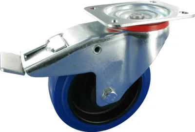 Obrázek produktu pro Otočné kolečko s brzdami Kolečko 80 mm Pružné gumové válečkové ložisko Nosnost: 100 kg