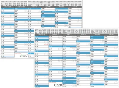Produktbild von Tafelkalender DIN A3 2026 + 2027 (2 x 1 Stück) Format (297 x 420 mm) 300g BD Papier  beschreibbar