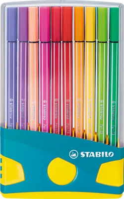 Produktbild von Premium-Filzstift - STABILO Pen 68 ColorParade in türkis - 20er Tischset zum Mitnehmen - mit 20 verschiedenen Farben