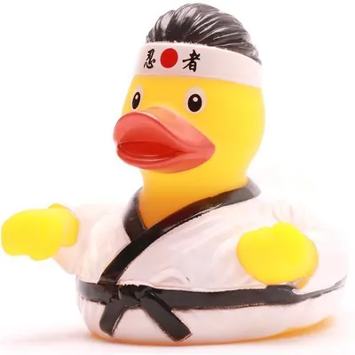 Produktbild von Badeente Karate weiß Vinyl 9 cm