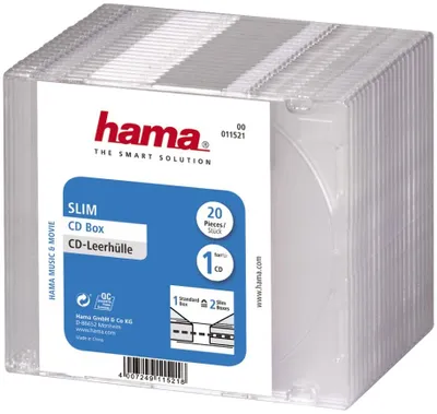 Zdjęcie produktu dla hama CD pusty rękaw "Slim" Slim Case plastikowe pudełko 20 rękawów
