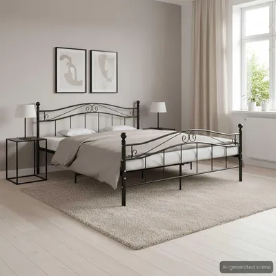Productafbeelding van Maison Exclusive - Bed, zwart metaal, 200x200 cm