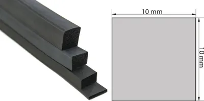 Produktbild von VKP10x10 Moosgummi EPDM - Vierkantprofil 10x10 mm Gummiprofil, Profilgummi, Quadrat