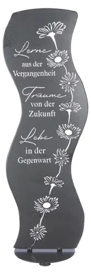 Produktbild von Gilde Standrelief, Welle, "Lerne Träume Lebe", Blumendesign, Spruch, Metall, grau, VE 2, L. 18 cm, B. 22.5 cm, H. 70 cm 69404 4063387694046