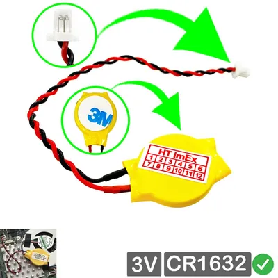 Produktbild von CR1632 3V 140mAh RTC Bios CMOS Batterie Battery 2 polig Anschluss 5 mm x 3 mm