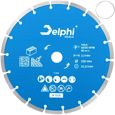 Immagine prodotto di Disco diamantato per calcestruzzo 230 mm Delphi PRO per mattoni, cubetti di pavé e gres porcellanato, foro 22,23 mm