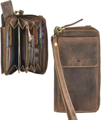 Produktbild von Greenburry Handy Umhängetasche Vintage Leder Handy Bag Geldbörse für 8x16cm Smartphones