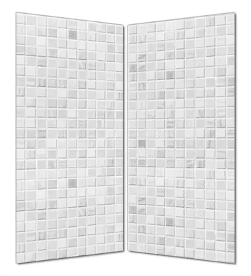 Produktbild von Wallario selbstklebende Duschrückwand 180 x 200 cm mit Motiv Fliesen im Bad weiß-grau - Wandverkleidung mit Hochglanzlaminat in Glasoptik