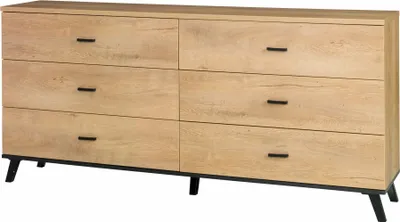 Produktbild von Furniture24 Kommode John 05 Sideboard 6 Schubkästen Schubladenschrank Schubladneschrank Lefkas Eiche