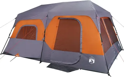 Produktbild von vidaXL Familienzelt 9 Personen Grau Orange Quick Release Wasserdicht