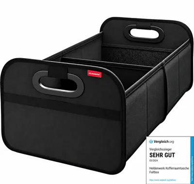 Zdjęcie produktu dla Organizer do bagażnika samochodu, pojemność 40 litrów – składana torba do bagażnika z kieszenią siatkową, podwójne dno, wodoodporna skrzynia do przechowywania w samochodzie, kolor czarny