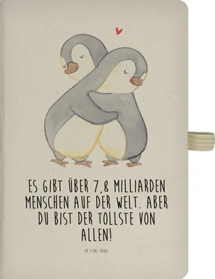 Produktbild von Mr. & Mrs. Panda Journal Pinguine Kuscheln - Transparent - Geschenk, für Freundin, Frauen, A5 Heft, Valentinstag, Hochzeitstag, hardcover, buch, Adressbuch, Tagebuch