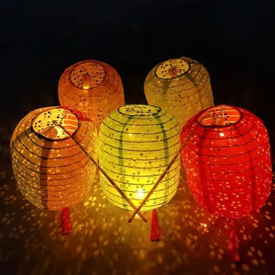 Papierlaternen-Set, 5 bunte 6-Zoll-Laternen mit LED