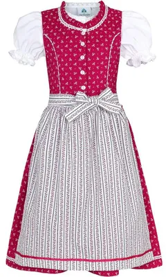 Imagen del producto de Elzusha - Conjunto de vestido tradicional infantil "Dirndl" en color rosa, de 3 piezas, ideal para fiestas