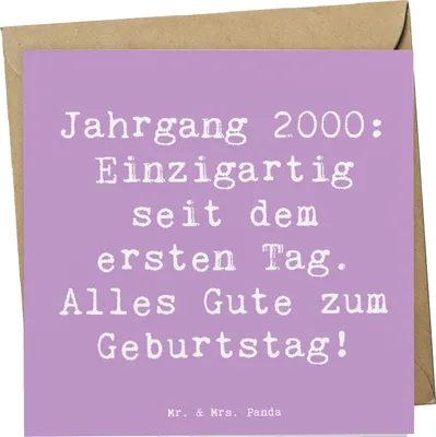 Produktbild von Mr. & Mrs. Panda Grußkarte Spruch 2000 Geburtstag - Lavendeltraum - Geschenk, doppelkarte, Klappkarte, faltkarte, Glückwunschkarte, Geburtstagsgeschenk, Happy Birthday