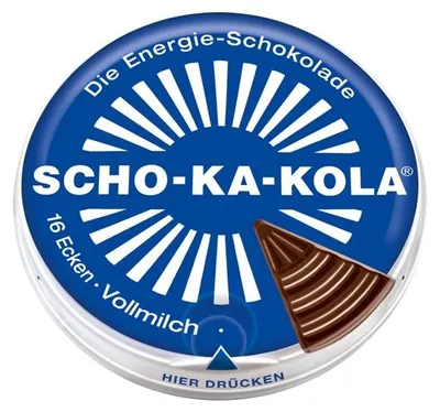 Produktbild von Scho-Ka-Kola Vollmilch Schokolade 100 g Dose / Energie-Schokolade / SchoKaKola