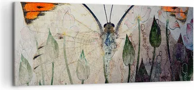 Produktbild von Bild auf Leinwand - Leinwandbild - Schmetterling Abstraktion - 120x50cm - Wand Bild - Wanddeko - Leinwanddruck - Bilder - Kunstdruck - Wanddekoration - Leinwand bilder - Wandkunst - AB120x50-4081