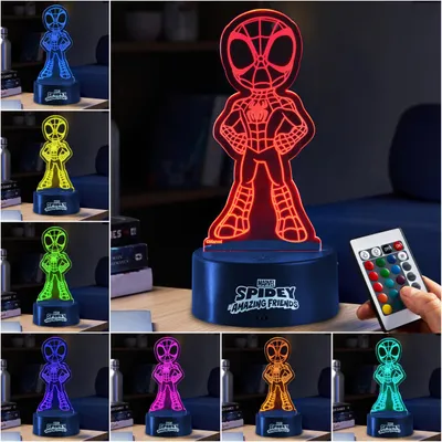 LED-Tischlampe Spidey mit Fernbedienung, 16 Farben