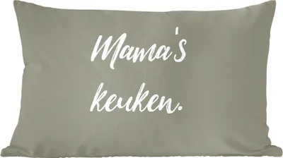 Produktbild von MuchoWow® Zierkissen Sofakissen Wohnzimmer Dekokissen 60x40 cm Sprichwörter - Mama - Zitate - Mamas Küche - Kopfkissen - Polster mit Foto